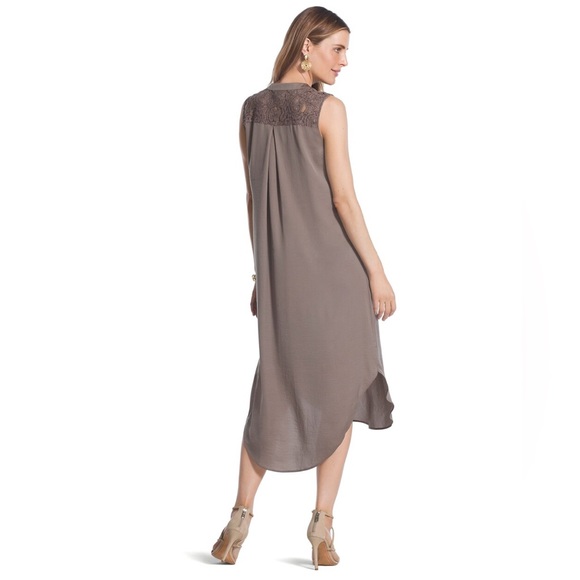 Chicos NWT size 1 lace shoulder dress in taupe. Polyester & Rayon. Brand new. - Picture 9 of 9